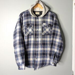 Wrangler Authentics Blue Plaid Flannel Button Up Quilte Jacket Shacket Size L